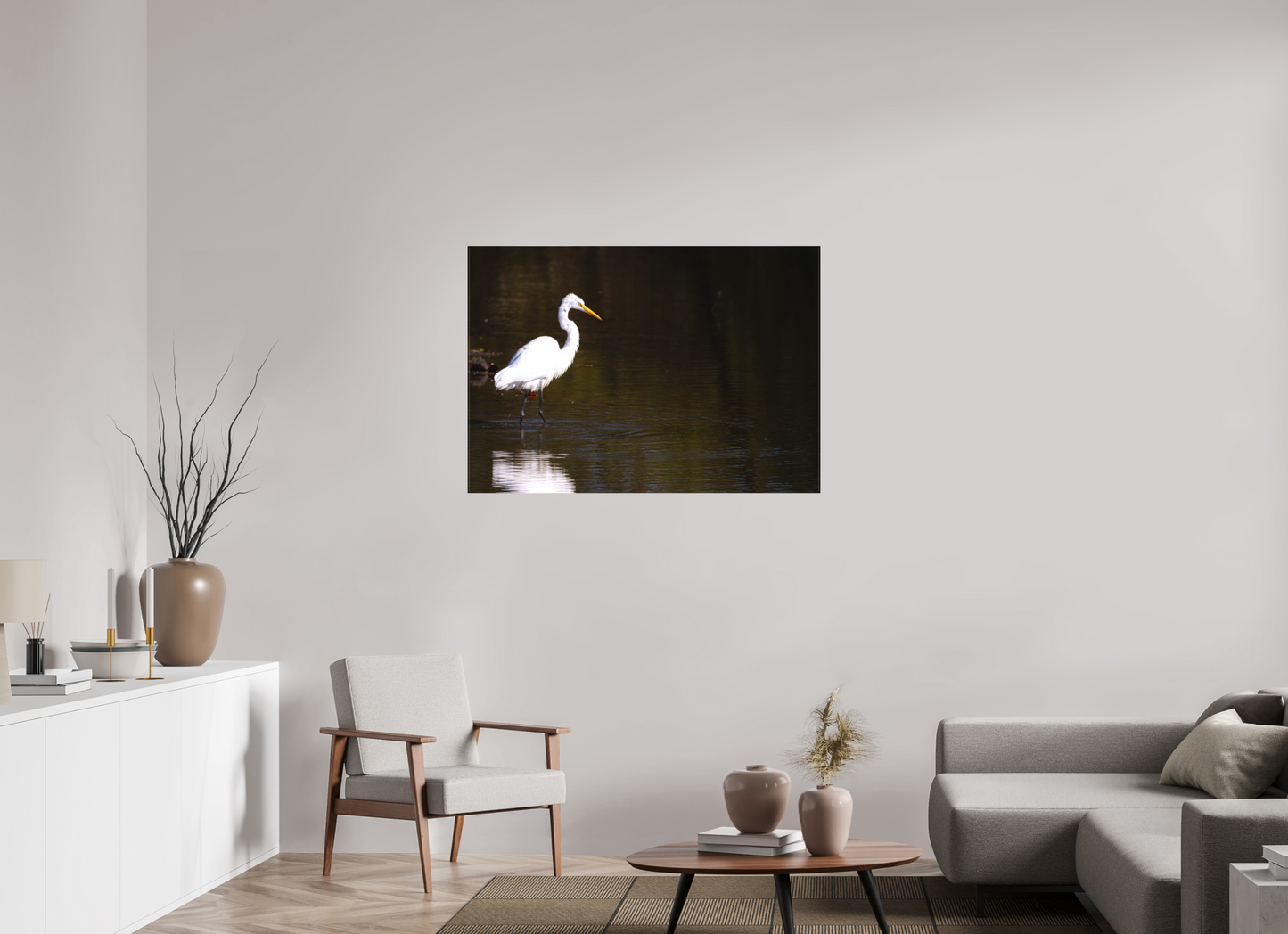 Egret fishing
