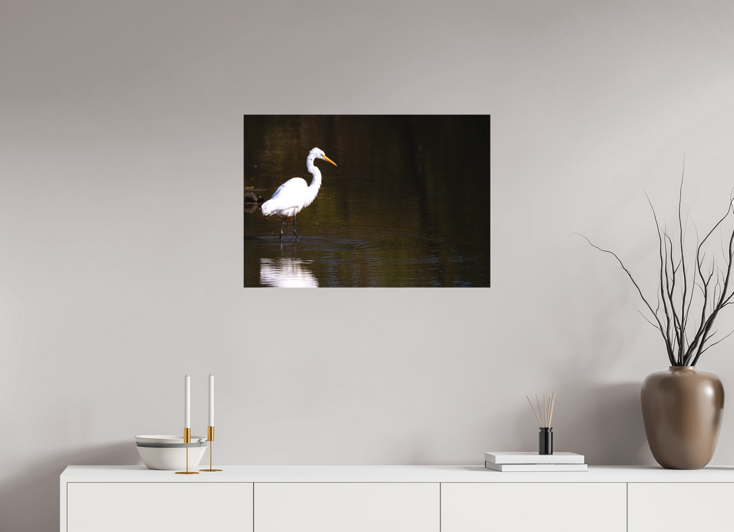 Egret fishing