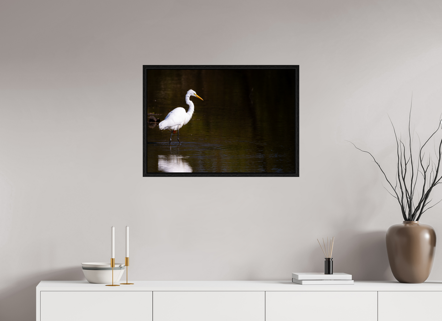Egret fishing