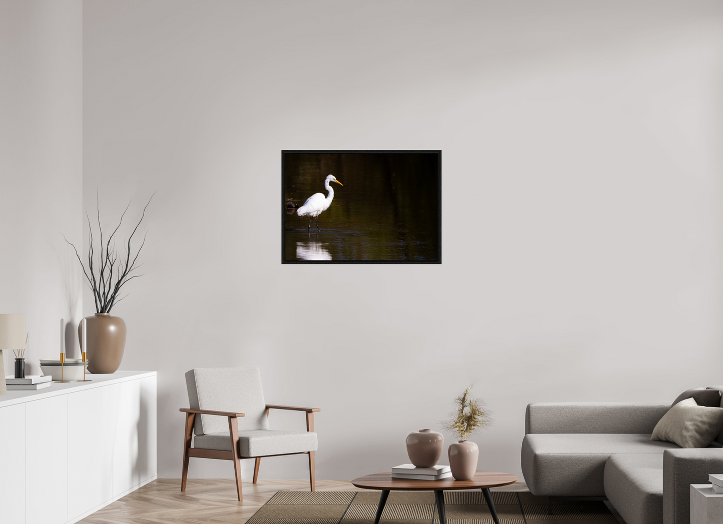 Egret fishing