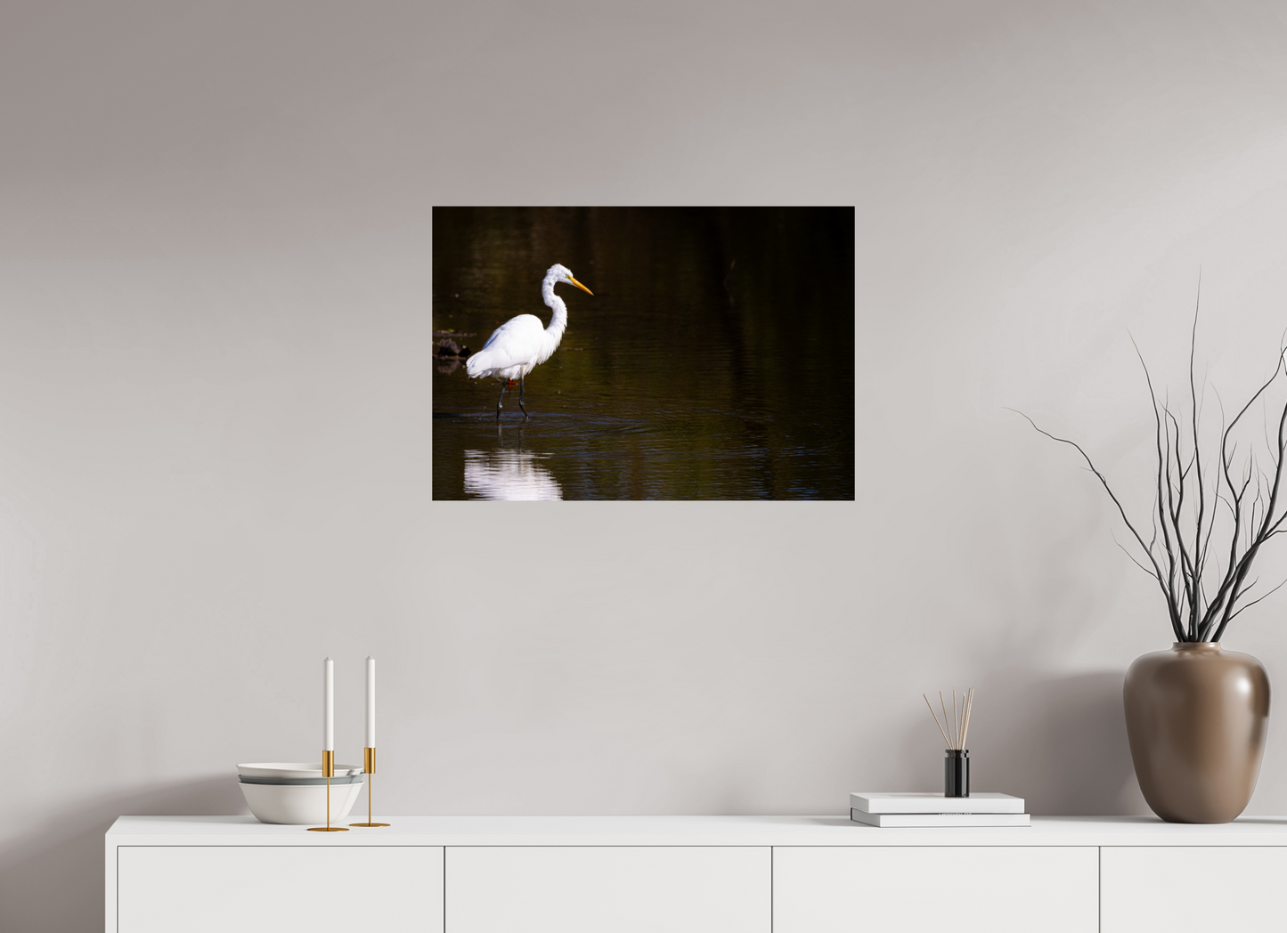 Egret fishing