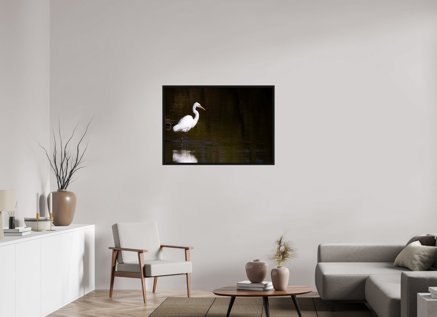Egret fishing