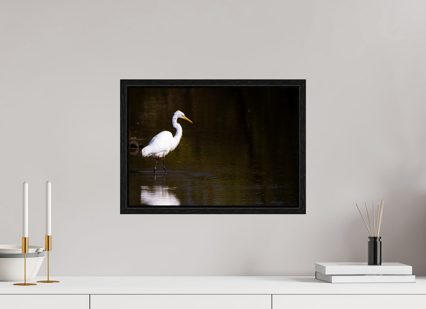 Egret fishing
