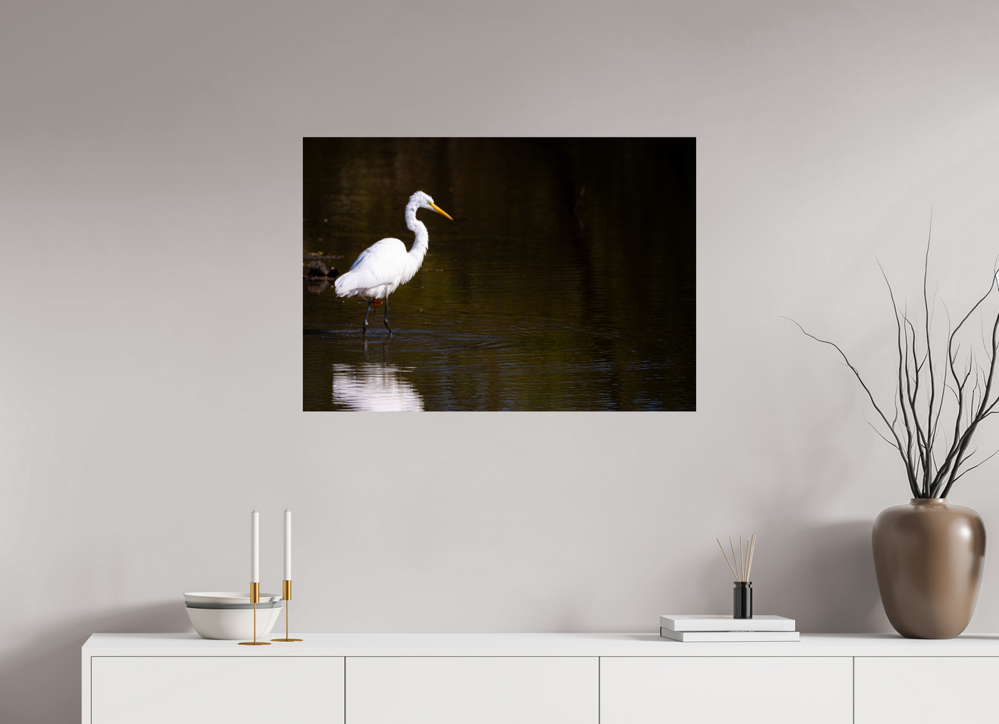 Egret fishing