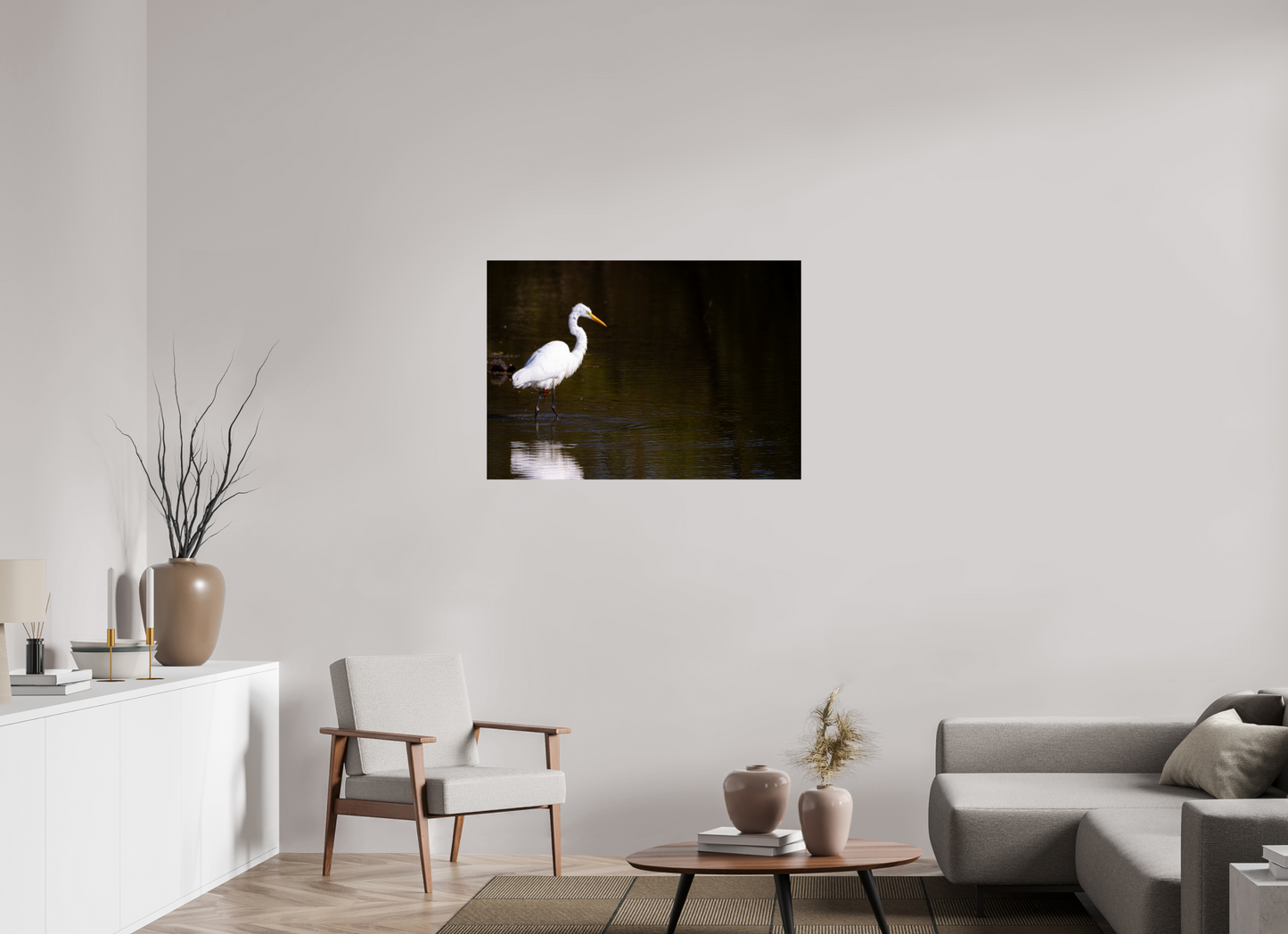 Egret fishing