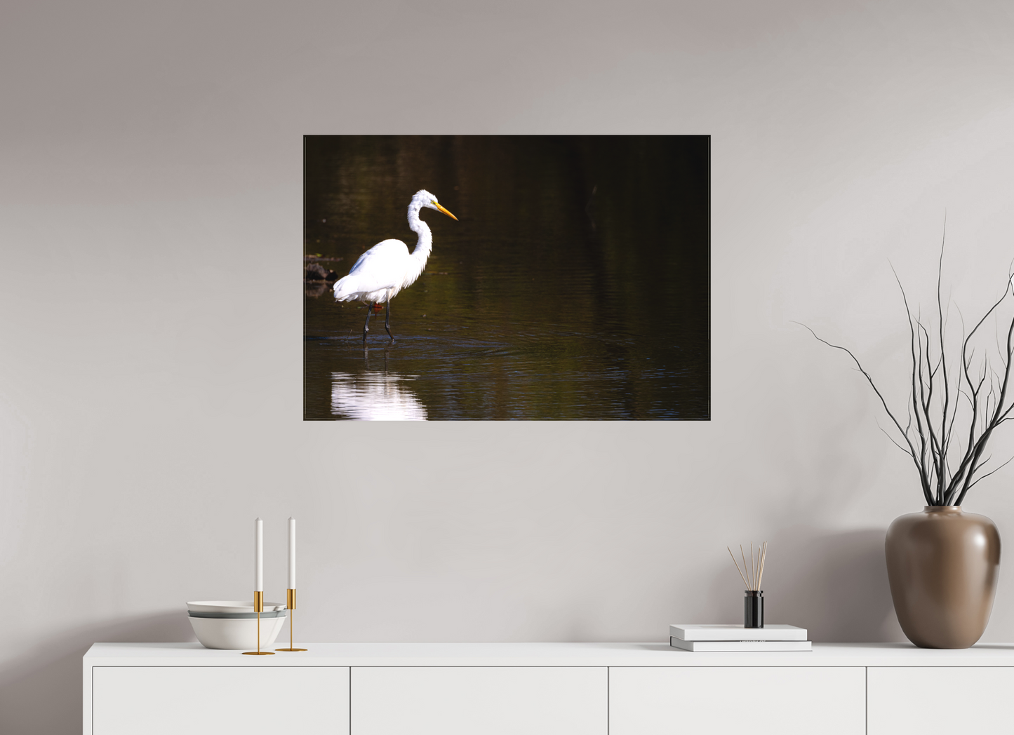 Egret fishing