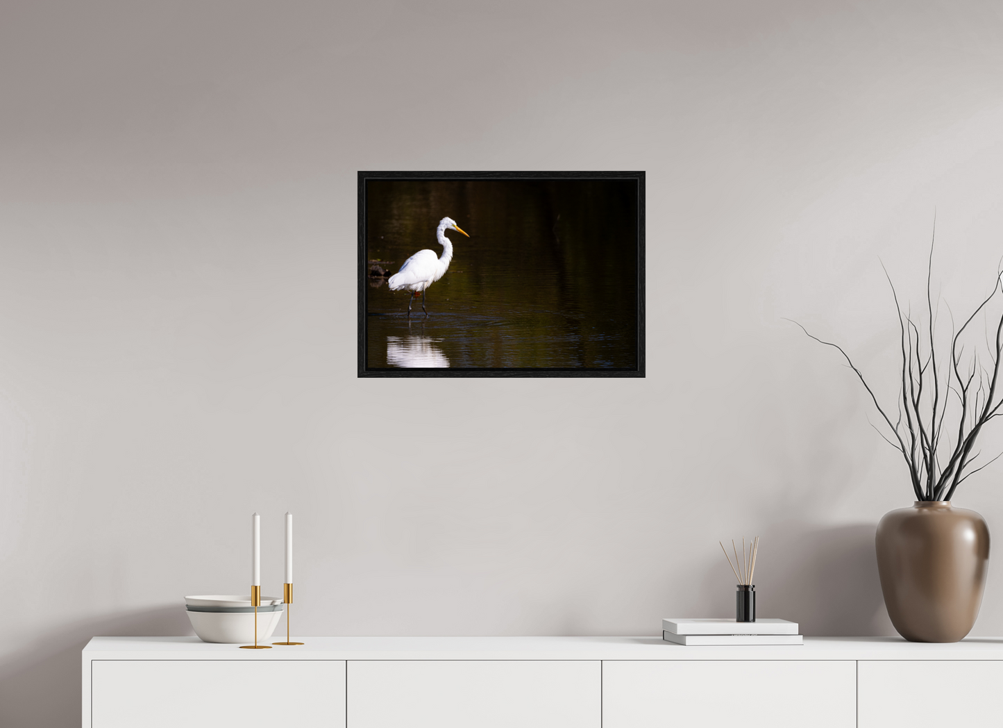 Egret fishing