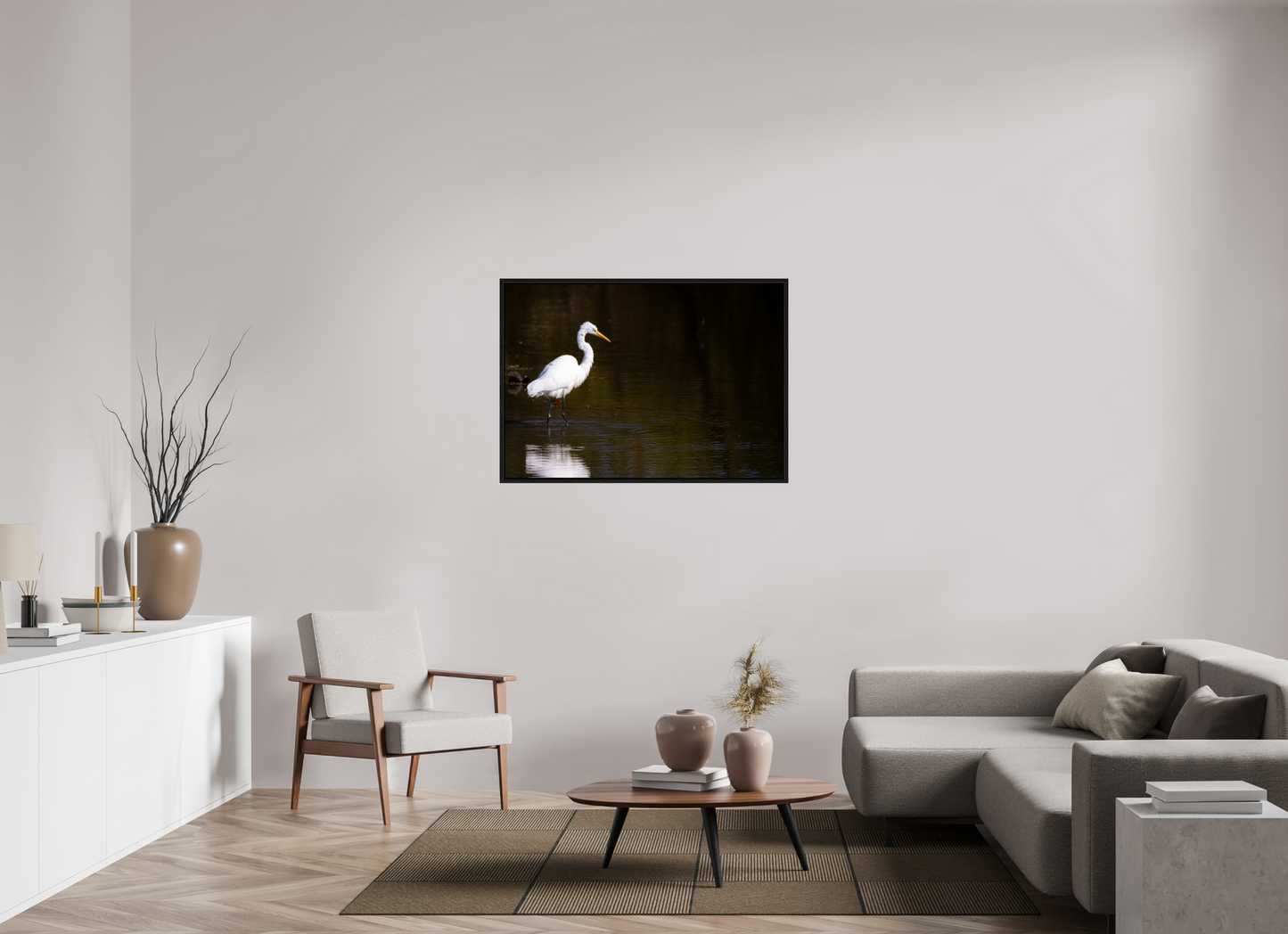 Egret fishing